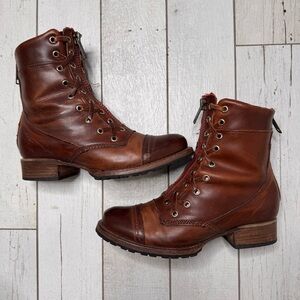 Freebird Liverpool boots women’s size 8 Brown Red zipper detail